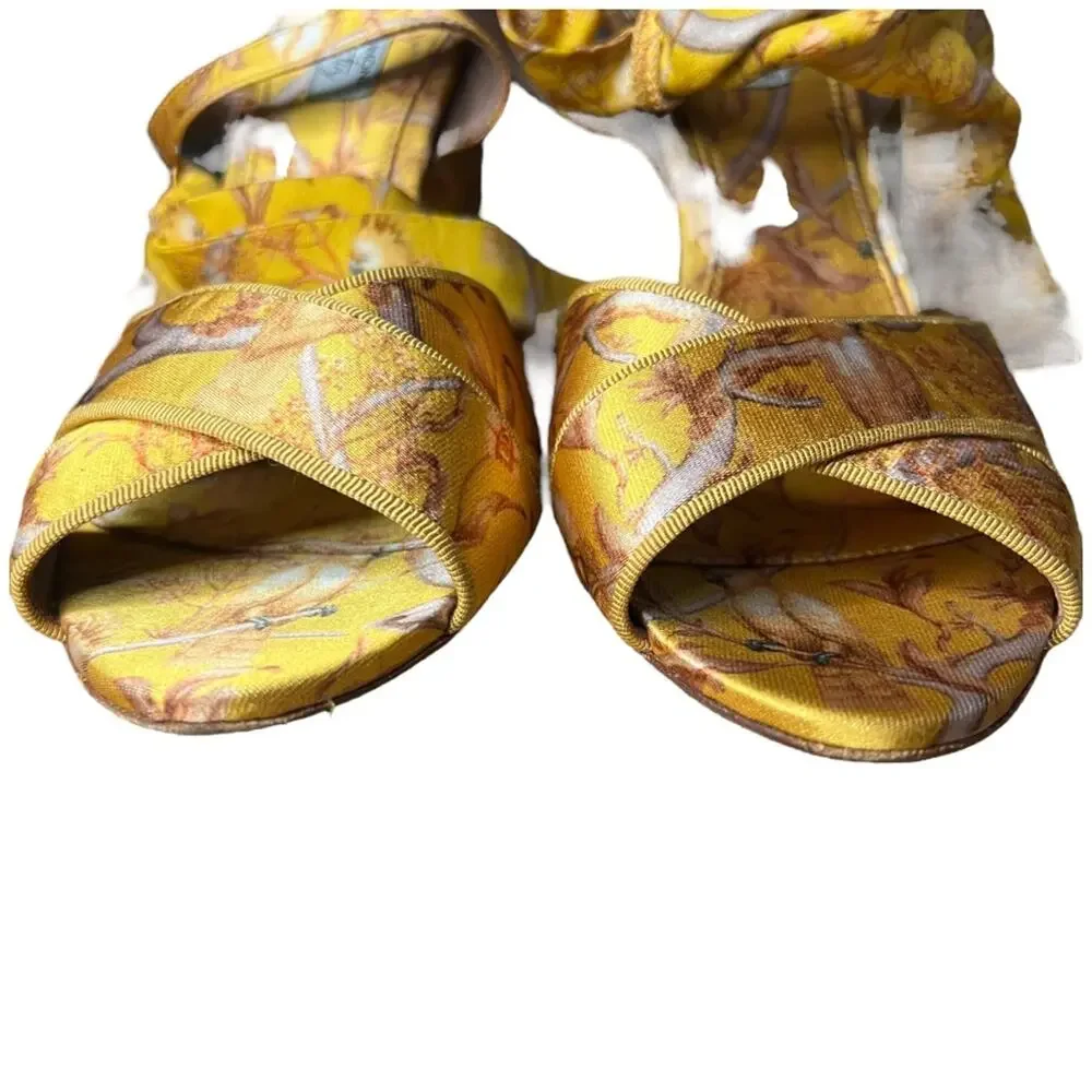 Tabitha Simmons x Johanna Ortiz Connie Jacquard Ankle Tie Sandals sz 37 EU - Picture 6 of 12